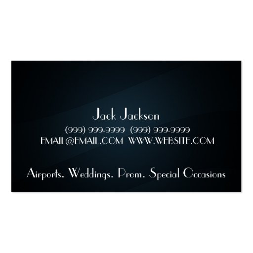 Limo, Limousines Service, Taxi Driver Business Business Card (back side)