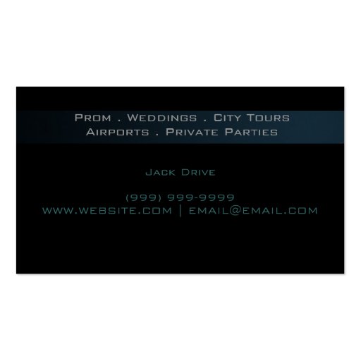 Limo Service Driver, Cab, Taxi Business Card (back side)