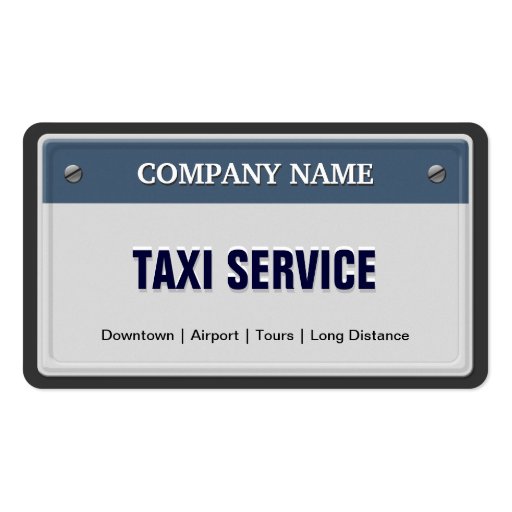 Limo & Taxi Service - Cool Licensed Plate Business Cards (front side)