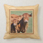 Limousin cow and calf cushion pillow