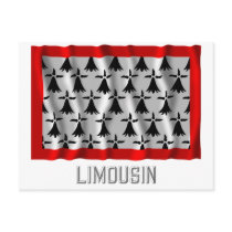 Limousin waving flag with name post card