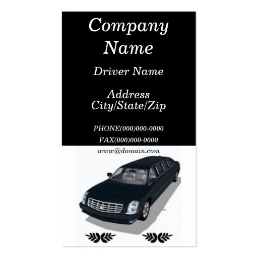 Limousine Limo Service Business Cards (front side)