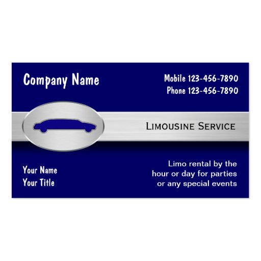 Limousine Service Business Cards (front side)