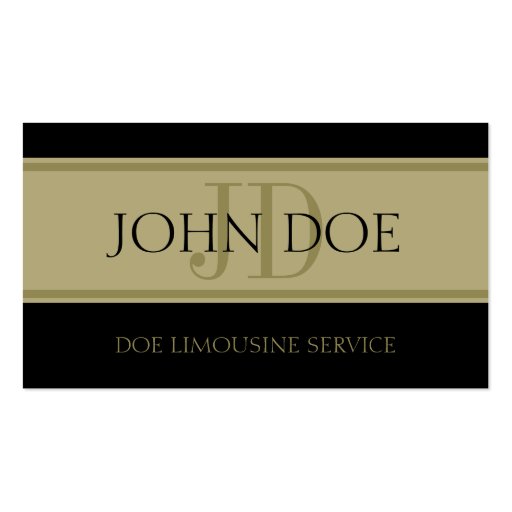 Limousine Service Gold Letters Business Card Template (front side)