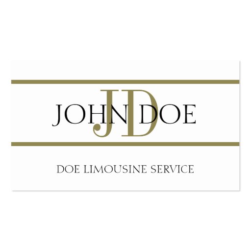 Limousine Service White/Gold Stripe Business Card Templates (front side)