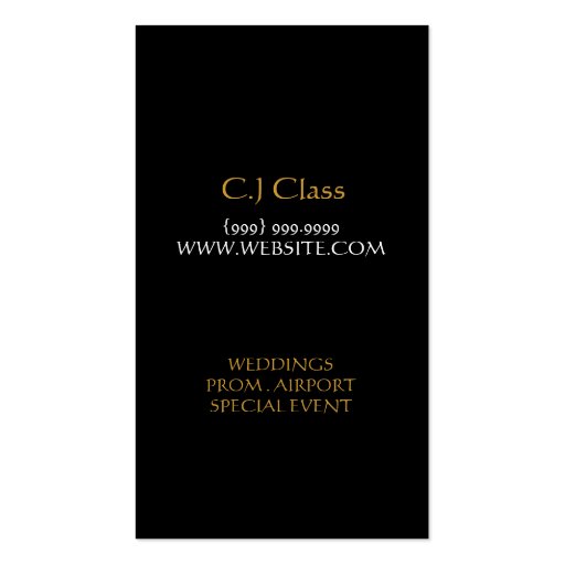 Limousines Limo Car Services Driver Business Card (back side)