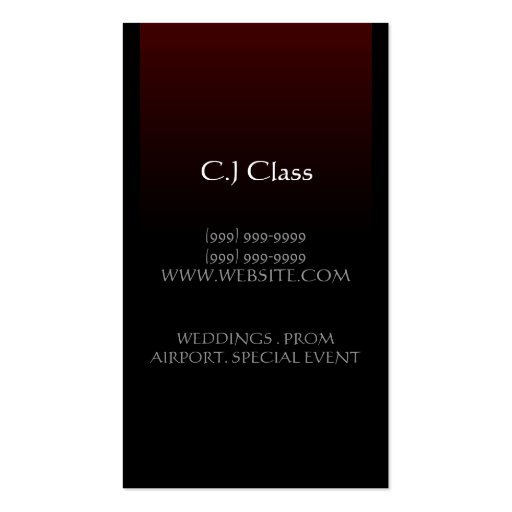 Limousines, Limo Services, Driver Business Card (back side)