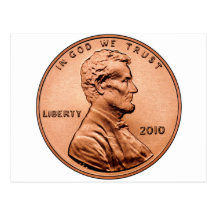LINCOL PENNY POSTCARD
