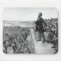 Lincoln Delivering The Gettysburg Address B&W Mousepad