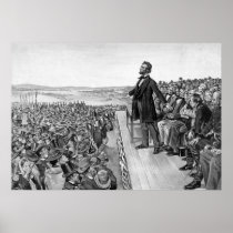 Lincoln Delivering The Gettysburg Address B&W Poster