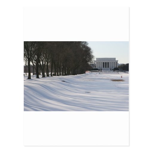 lincoln memorial snow post card