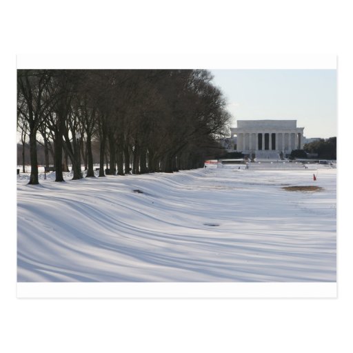 lincoln memorial snow post card