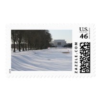 lincoln memorial snow postage stamp