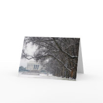 lincoln memorial winter snow greeting card