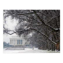 lincoln memorial winter snow postcards