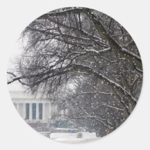 lincoln memorial winter snow round stickers