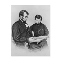 Lincoln Postcard - reading with son Tad, 1864 by presidentlincoln Lincoln Postcard - reading with son Tad, 1864