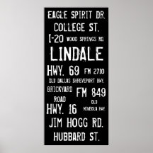 LINDALE TEXAS SUBWAY SIGN POSTER
