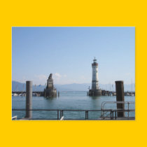 Lindau harbour lighthouse and lion postcards