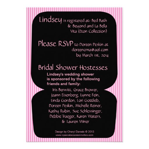 Lindsey Bling Ring Box Bridal Shower pink Custom Announcements