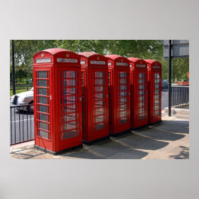 Line of London Red Telephone Boxes Poster Print