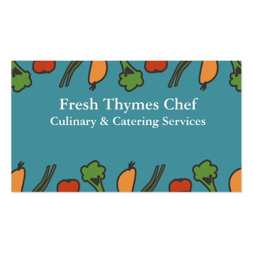 Line vegetables vegan chef catering business cards (front side)