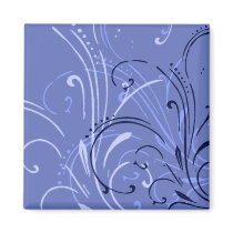 curvilinear, linear, art, design, abstract, flourish, blue, magnet, magnets, gift, gifts, Magnet with custom graphic design