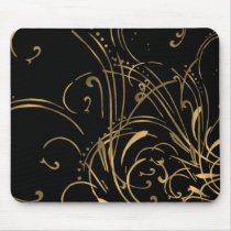 curvilinear, linear, art, design, abstract, flourish, black, gold, gift, gifts, mousepad, mousepads, Mouse pad with custom graphic design
