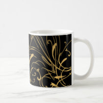 curvilinear, linear, art, design, abstract, flourish, black, gold, gift, gifts, mug, mugs, Krus med brugerdefineret grafisk design