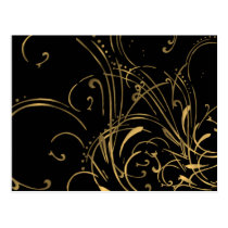 curvilinear, linear, art, design, abstract, flourish, black, gold, gift, gifts, postcard, postcards, Postcard with custom graphic design