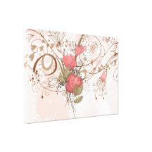 Lineart Vintage Pink Floral Wrapped Canvas Gallery Wrapped Canvas