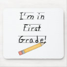 standard_mousepad - Lined paper and a big yellow pencil with kid style text that reads "I'm in First Grade!" on first grade student T-shirts, school tote bags, stickers, buttons, cards, and more! standard_mousepad - Lined paper and a big yellow pencil with kid style text that reads "I'm in First Grade!" on first grade student T-shirts, school tote bags, stickers, buttons, cards, and more!