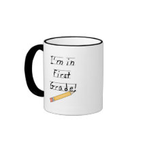 Lined Paper and Pencil First Grade Coffee Mug