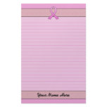 Lined Pink Ribbon Stationery Design