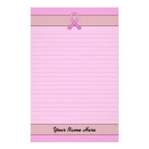 Lined Pink Ribbon Stationery Design