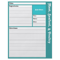 Lined Recipe Page (Aqua) Flyers