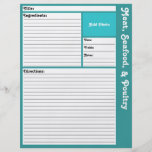 Lined Recipe Page (Aqua) Flyers