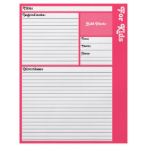 Lined Recipe Page (Hot Pink) Full Color Flyer