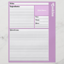 Lined Recipe Page (Light Purple) Custom Flyer