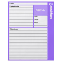 Lined Recipe Page (Light Violet) Flyers