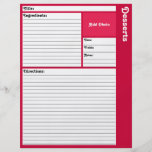 Lined Recipe Page (Magenta) Flyers