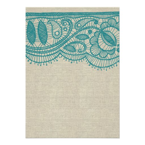 Linen and Teal Lace Wedding Invitation