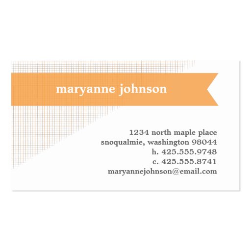 Linen Banner Personal Calling Card Business Card Template (front side)