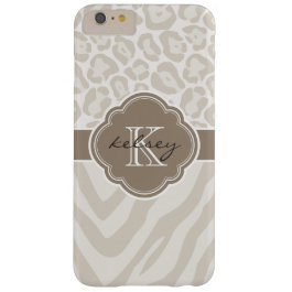 Linen Beige and Mocha Animal Print Custom Monogram