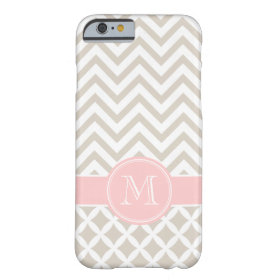 Linen Beige and Pink Chevron Custom Monogram Barely There iPhone 6 Case