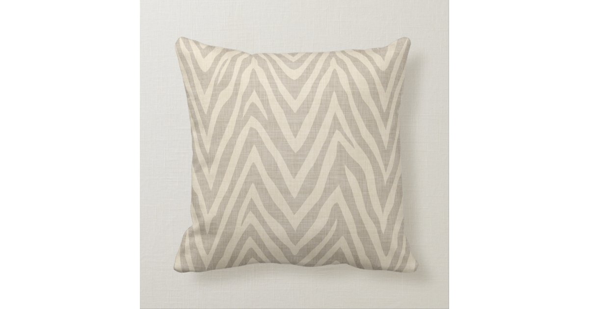 Linen Beige and Taupe Zebra Print Throw Pillow Zazzle