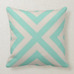 Linen Beige & Aqua Modern Chevron Stripes Throw Pillows
