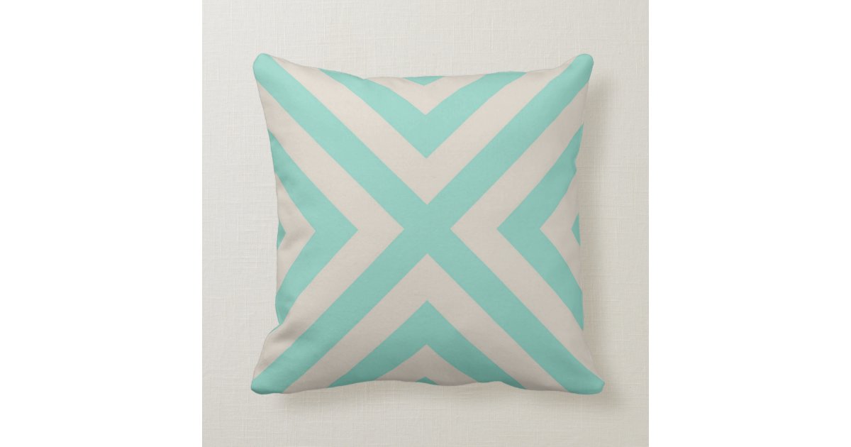 Linen Beige & Aqua Modern Chevron Stripes Throw Pillow Zazzle