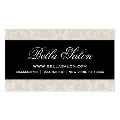 Linen Beige & Black Elegant Vintage Damask Business Card Templates