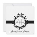 Linen Black Monogram Save the Date Wedding invitation
